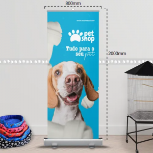 Banner Roll Up Lona Brilho 280g 80x200cm Colorido frente - 4x0  Estrutura Auto Retrátil ⚠️ Frete: apenas retirada nos balcões